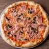 Pizza Prosciutto Cotto e Funghi Pomodoro, fior di latte, cotto, funghi champignon