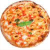 Pomodoro, fior di latte, calamari fritti