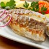 Filetto di branzino, salmone, pesce spada, seppia, gamberone, scampo
